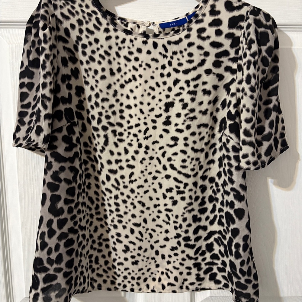 Apt. 9 Black and White Animal Print Blouse